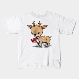 Little Deer Holiday Art by Molly Harrison Kids T-Shirt